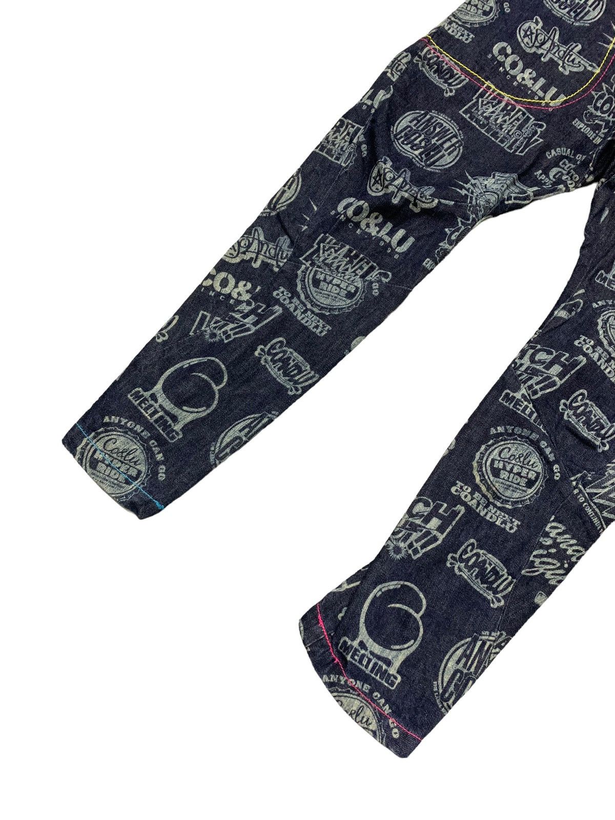 Hysteric Glamour × Japanese Brand Co & Lu Japan Drop Crotch All Over Printed Men Denim Pants Size US 29 - 4 Thumbnail