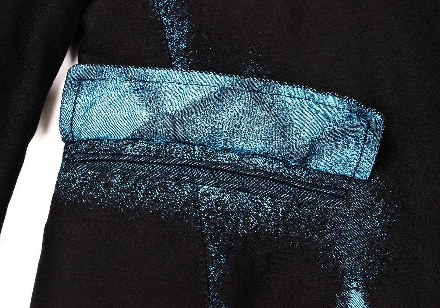 Issey Miyake Trim Fade Woven Design Jacket in Black and Light Blue Size US M / EU 48-50 / 2 - 15 Thumbnail