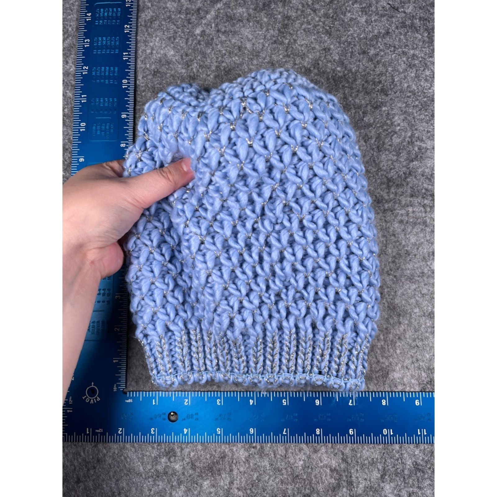 Vintage Mixit Beanie Toque Women One Size Blue Knit Acrylic Blend Sparkly Big Pom Ski Hat Womens Beanie Winter 90s Theme No Size ONE SIZE - 5 Thumbnail