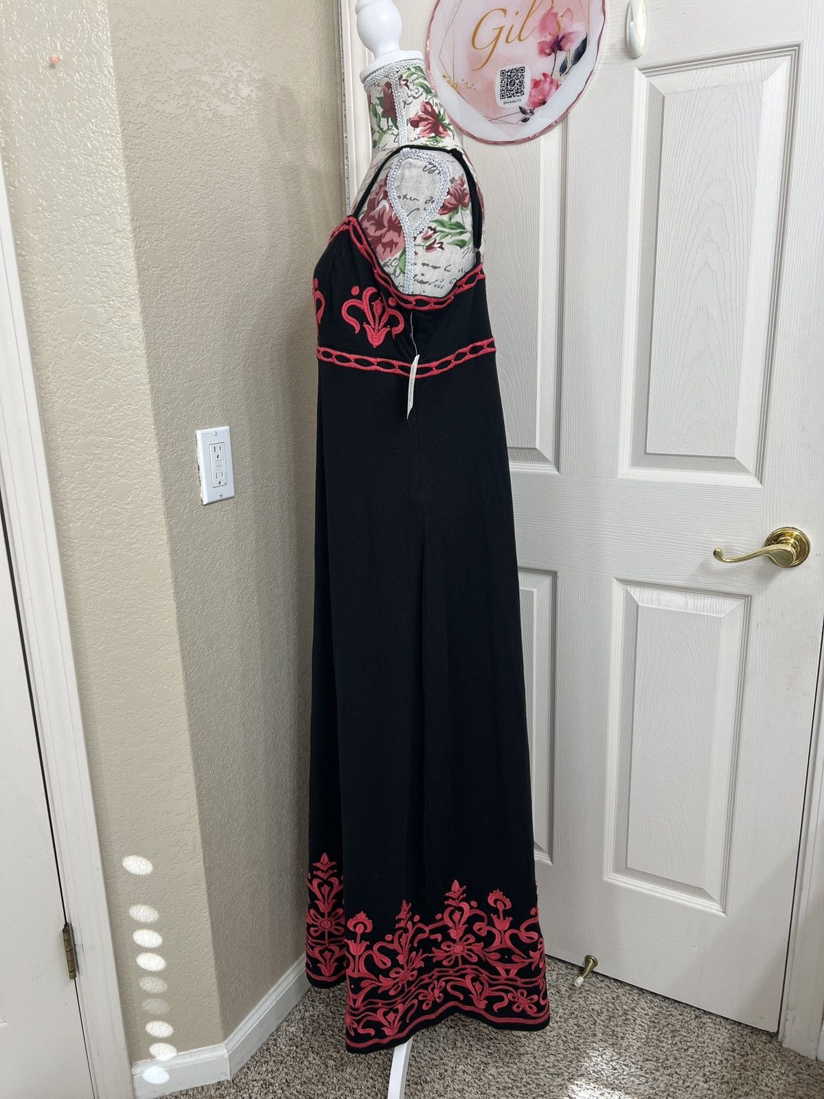 I.N.C INC International Concepts Black Maxi Embroidery dress Size L / US 10 / IT 46 - 4 Thumbnail