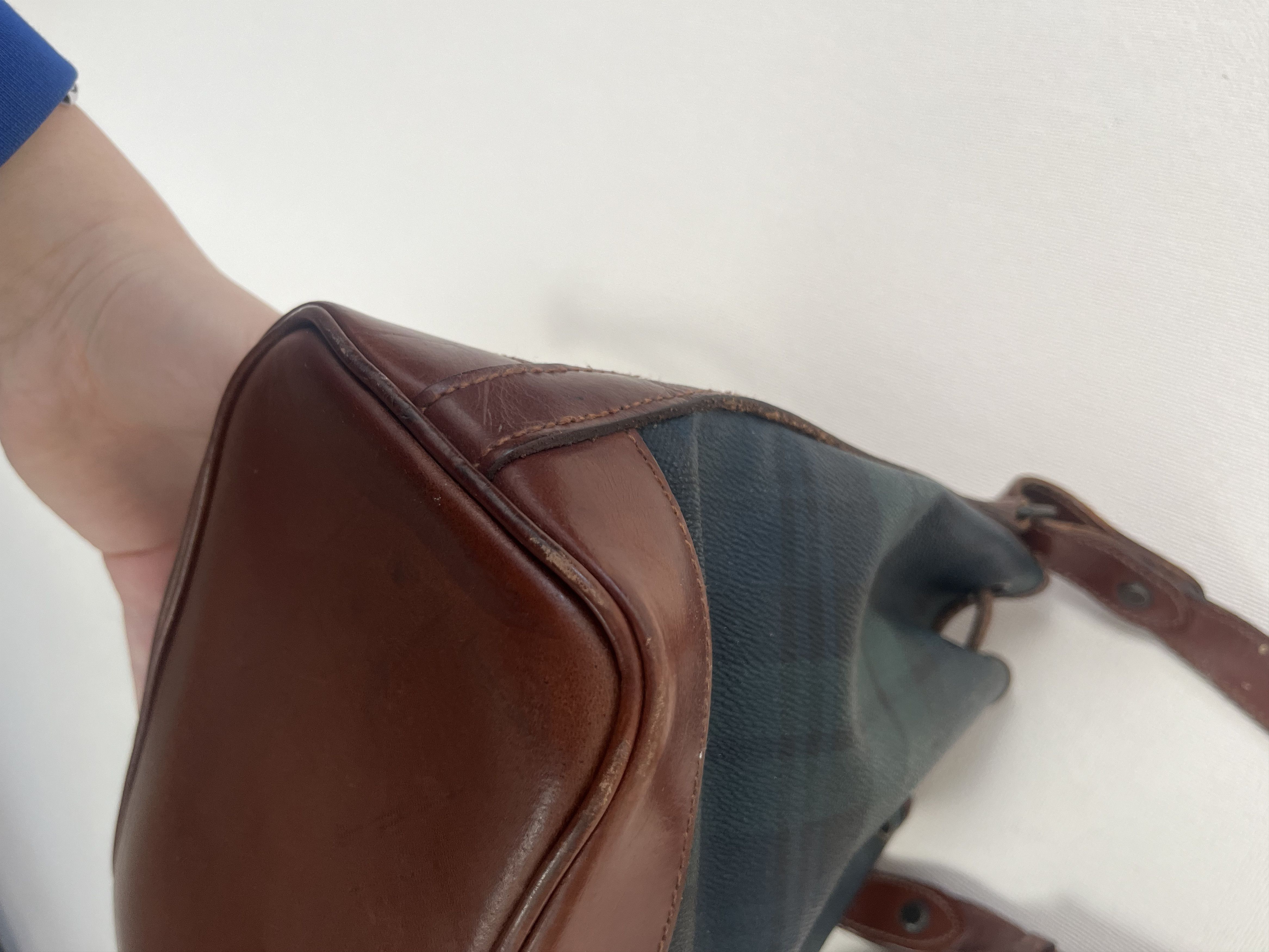 VNTG Polo Ralph Lauren Blackwatch Plaid Leather Bucket Bag