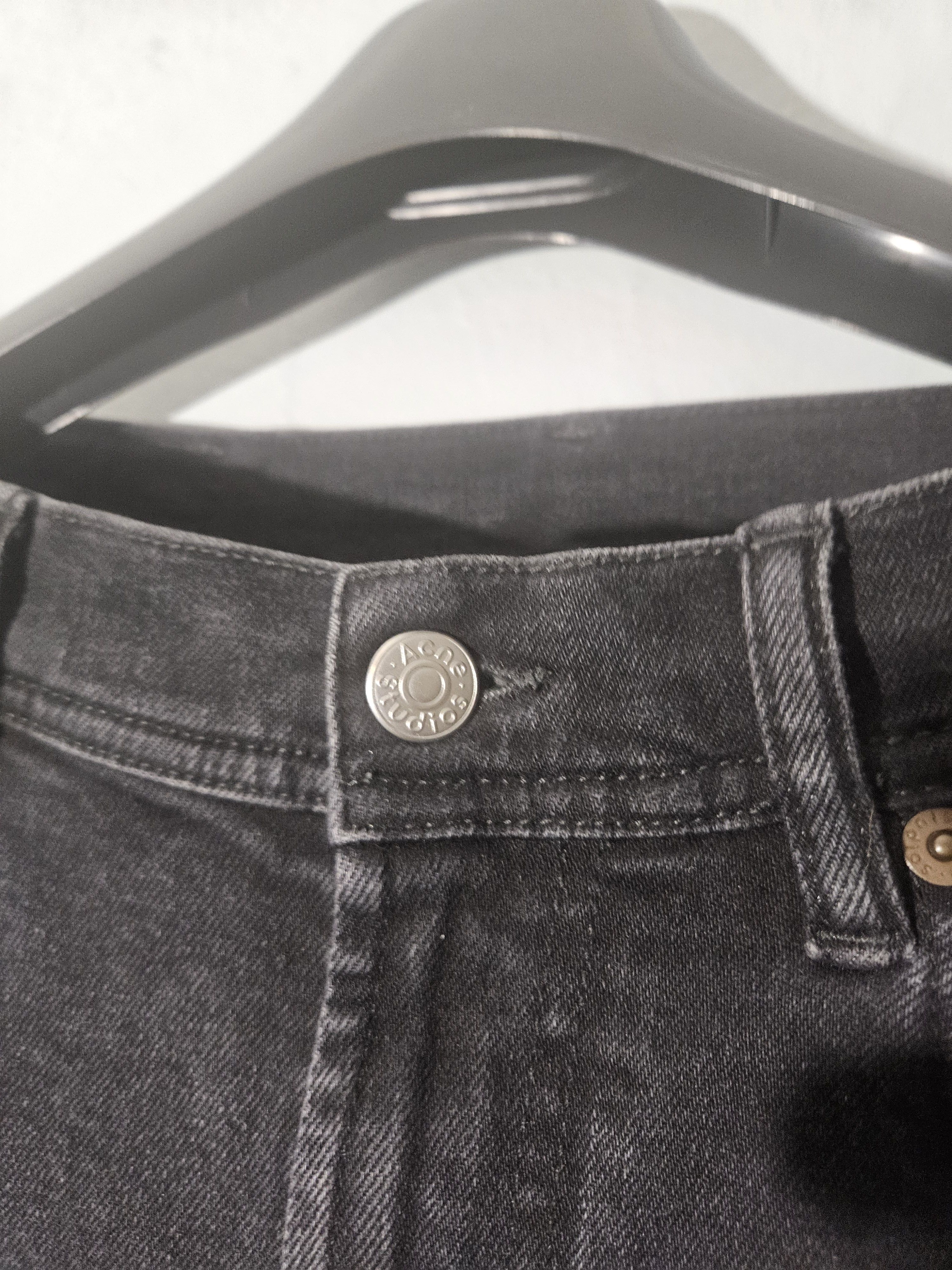 Acne Studios Melk Used Blk Leather Back Patch Black Denim Jeans Size US 29 - 6 Thumbnail