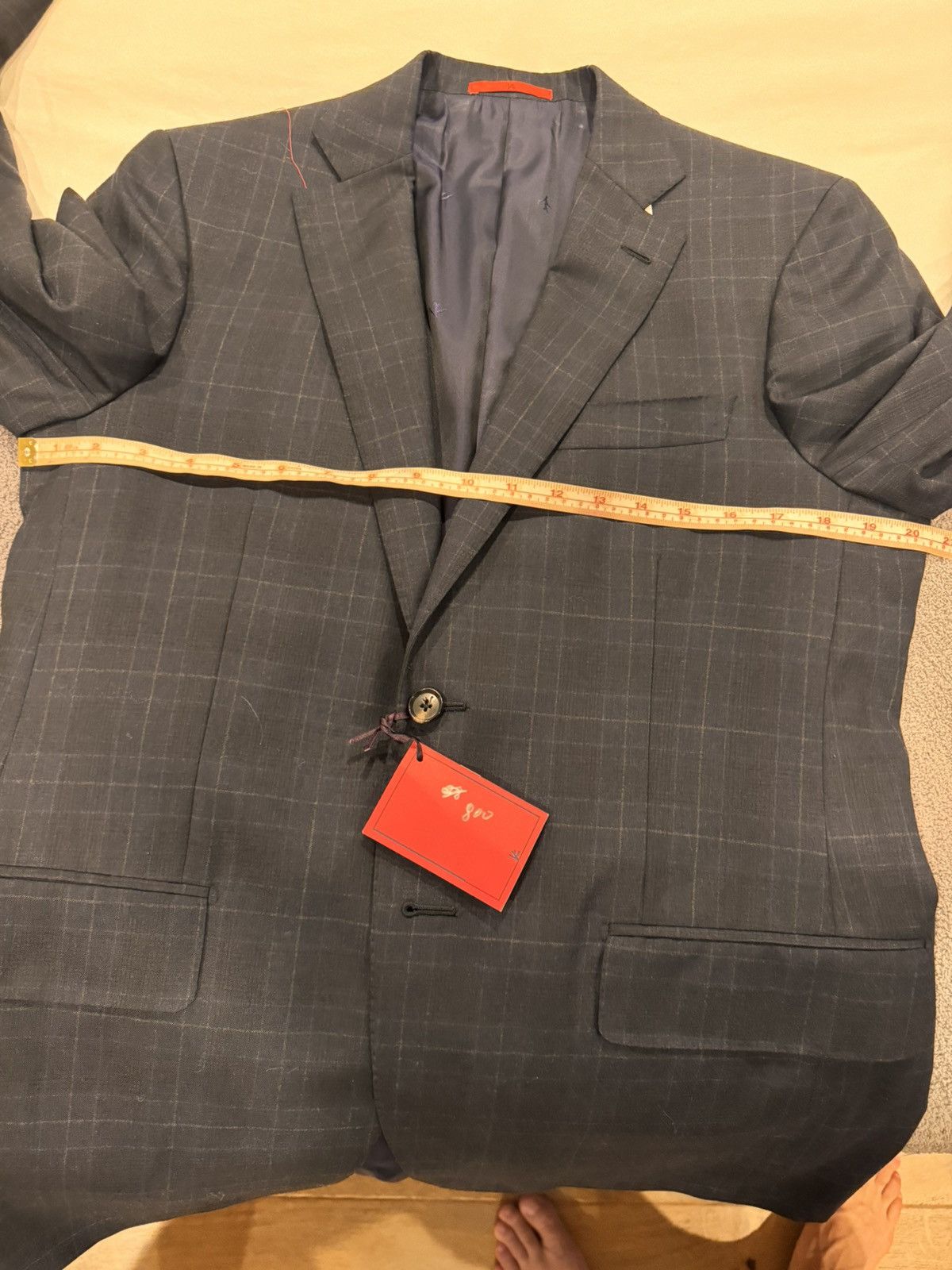 Isaia Isaia BNWT Navy Windowpane Slim Fit Aquaspider Blazer Size 40R - 6 Thumbnail