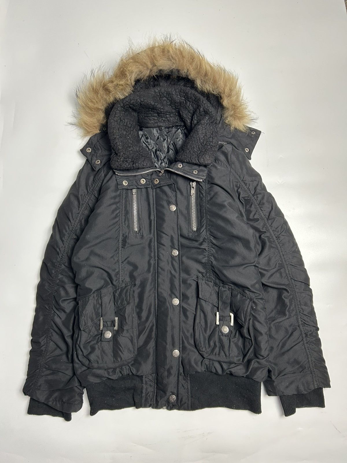 Japanese Brand JAPANESE BRAND FAUX FUR HOODIE MULTI POCKET JACKET Size L / US 10 / IT 46 - 1 Thumbnail