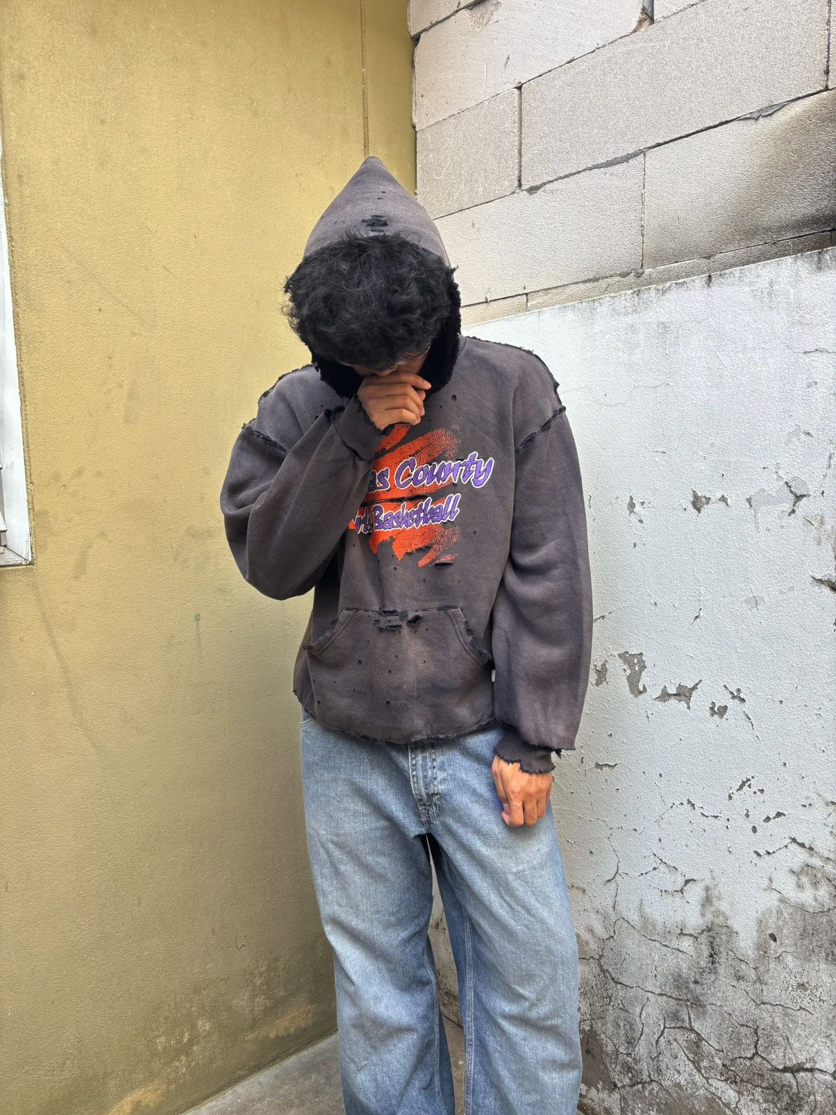 Vintage Faded Distressed Thrashed Russell Hoodie Douglas County ERD Size US L / EU 52-54 / 3 - 9 Thumbnail