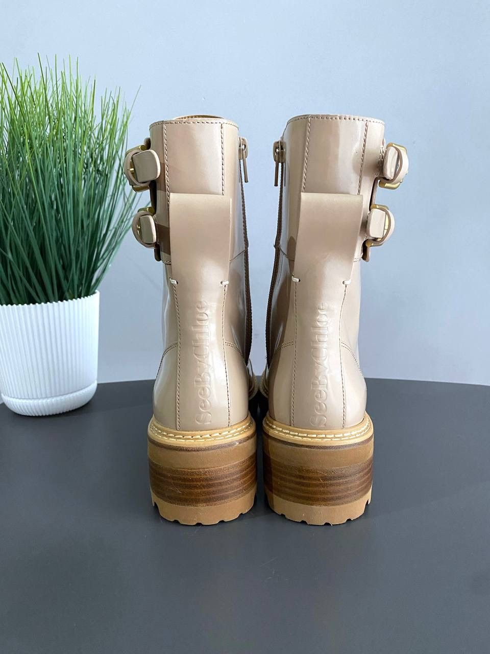See by Chloe See By Chloe Mallory Lace Leather Buckle Combat Boots, 37 Size US 7 / IT 37 - 5 Thumbnail
