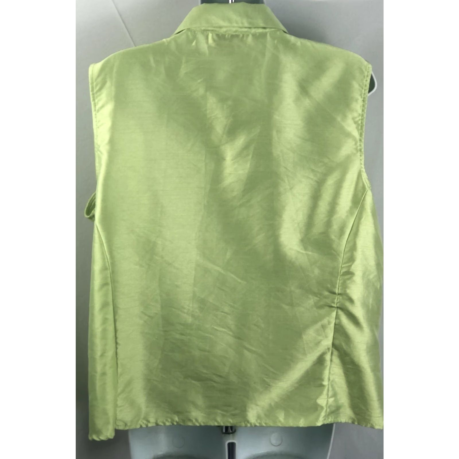 Vintage VINTAGE Dressbarn wrap top L lime shimmer sleeveless collar tie 90s Y2K Size L / US 10 / IT 46 - 3 Thumbnail
