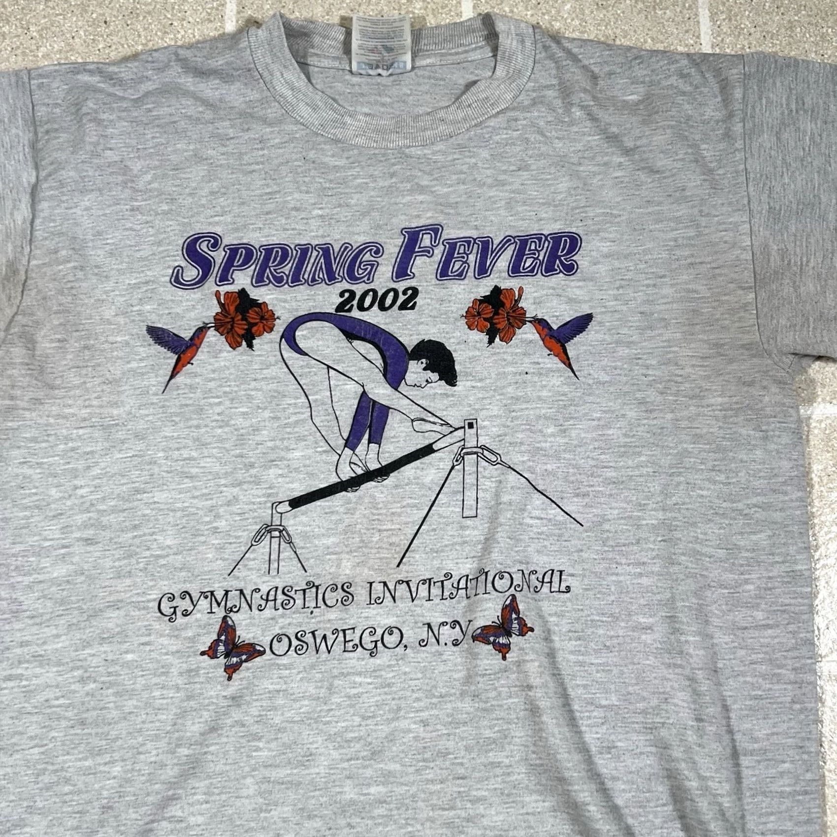 Jerzees VINTAGE Y2K Spring Fever Gymnastics T-Shirt M Gray Jerzees Mens Shirt Medium Size US M / EU 48-50 / 2 - 2 Thumbnail