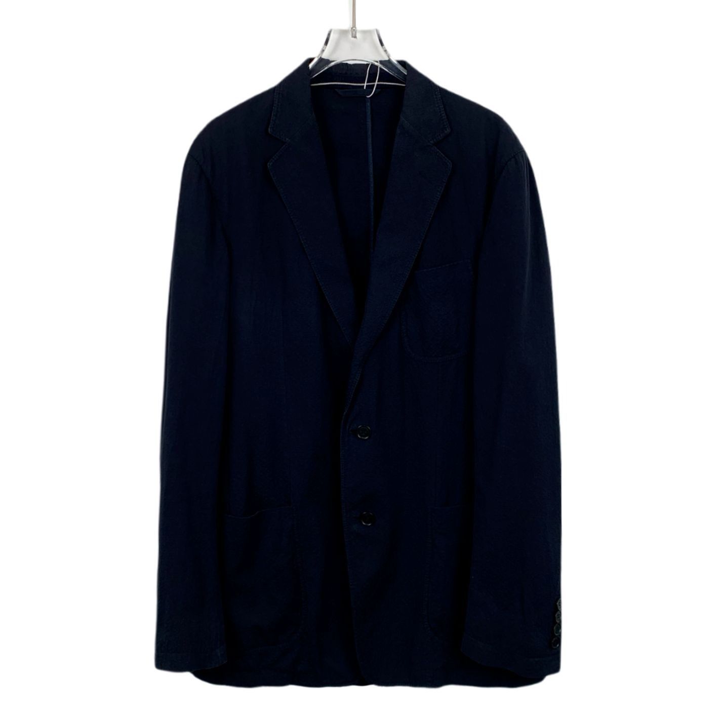 Ermenegildo Zegna Mens Dark Blue Cotton Blend Suit Jacket Si