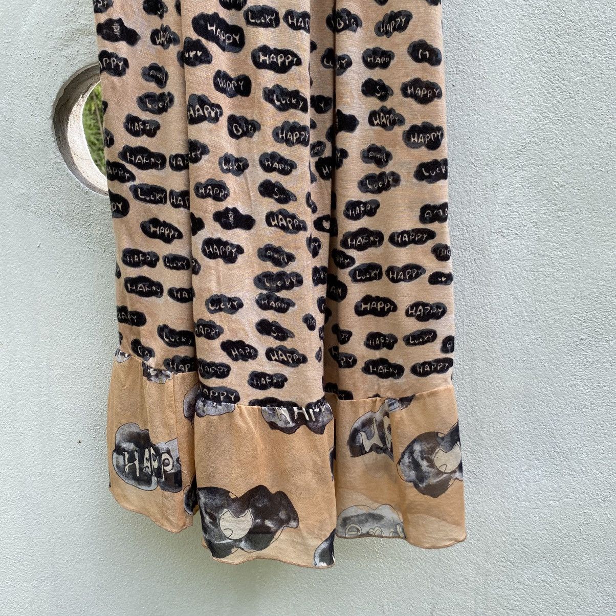 Tsumori Chisato Tsumori Chisato Beige Printed Dress Puff Sleeves Tie Neck Size XS / US 0-2 / IT 36-38 - 17 Thumbnail