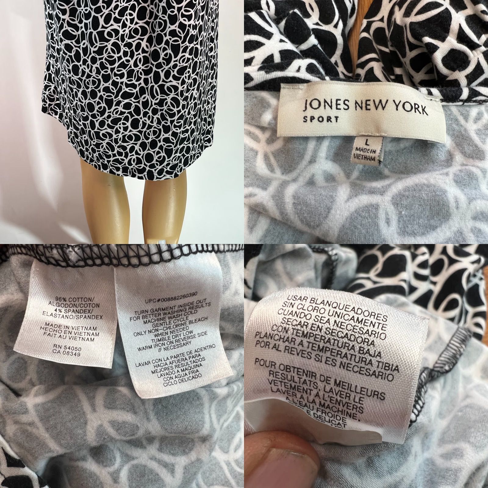 Jones New York VINTAGE Jones New York Sport Geometric 3/4 Sleeve Black Shift Dress L Womens Size L / US 10 / IT 46 - 8 Thumbnail