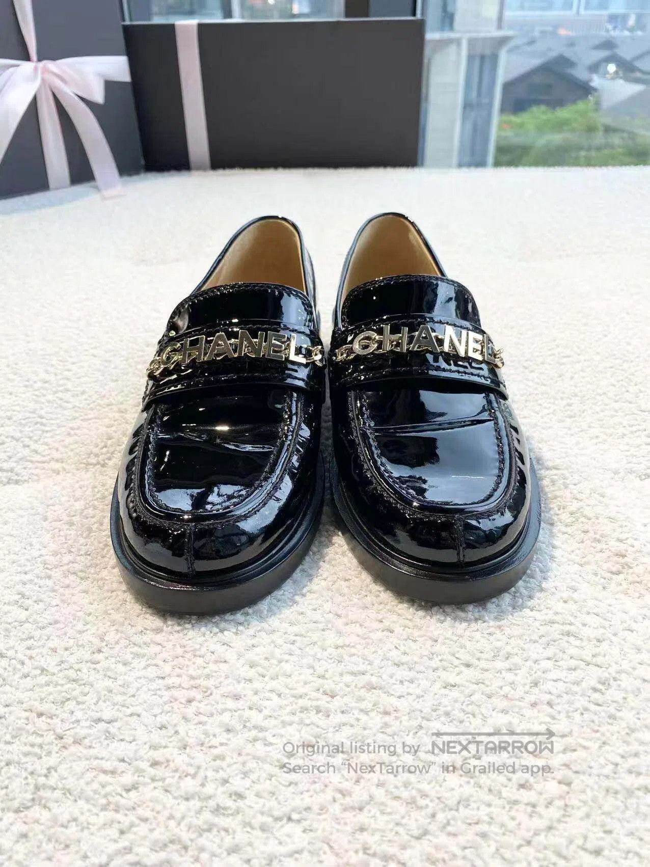 Chanel Chanel Black patent leather logo loafers| Size US 6 / IT 36 - 2 Thumbnail