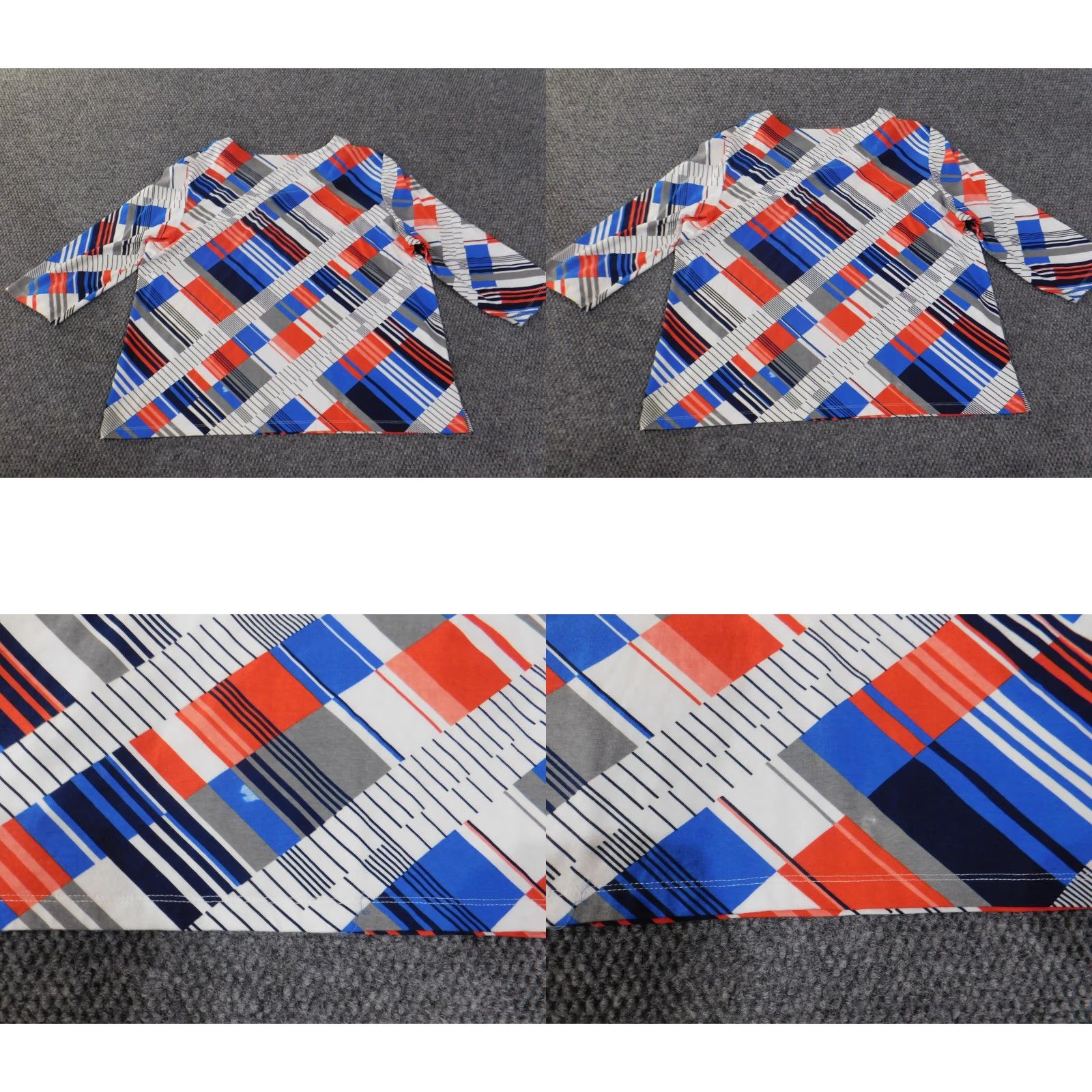 Vintage Alfred Dunner Geometric Blouse Shirt Womens L Blue Cotton Spandex Pullover Long Sleeve Round Neck Casual Stretch Regular Size L / US 10 / IT 46 - 8 Thumbnail