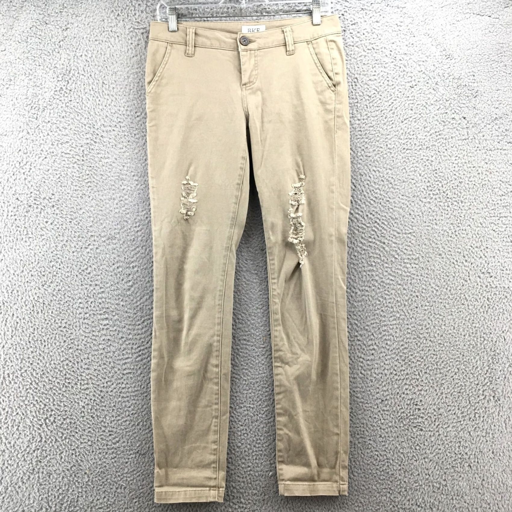 Vintage BKE Buckle Mollie Skinny Pants Women 26 Beige Distressed Mid Rise Zip Fly Casual Size 26" / US 2 / IT 38 - 2 Thumbnail