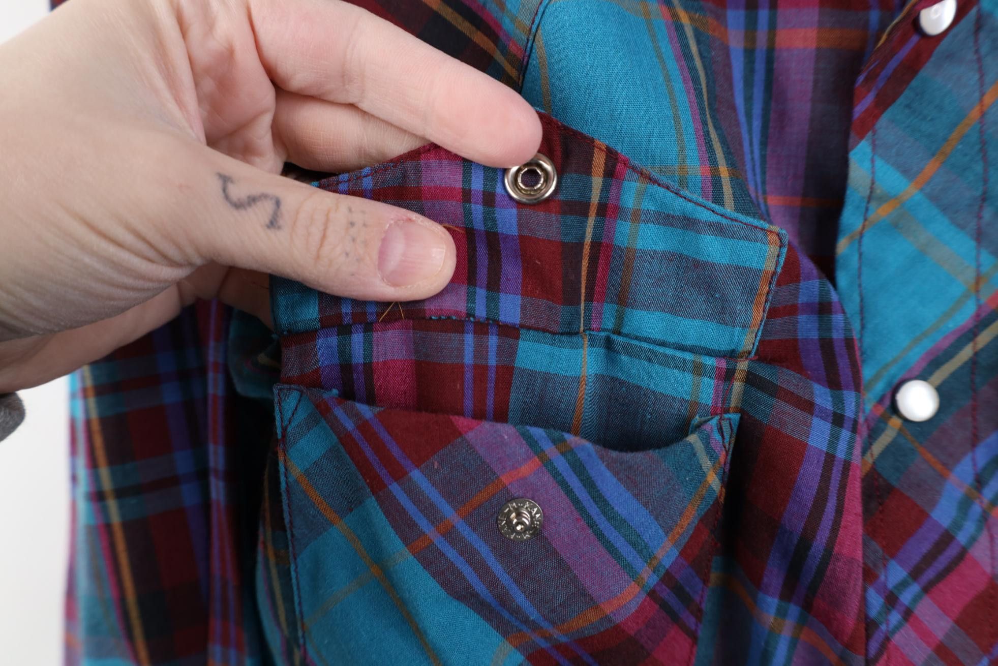 Wrangler Vintage 90s Wrangler Plaid Cowboy Rodeo Snap Button Shirt Size US L / EU 52-54 / 3 - 6 Thumbnail