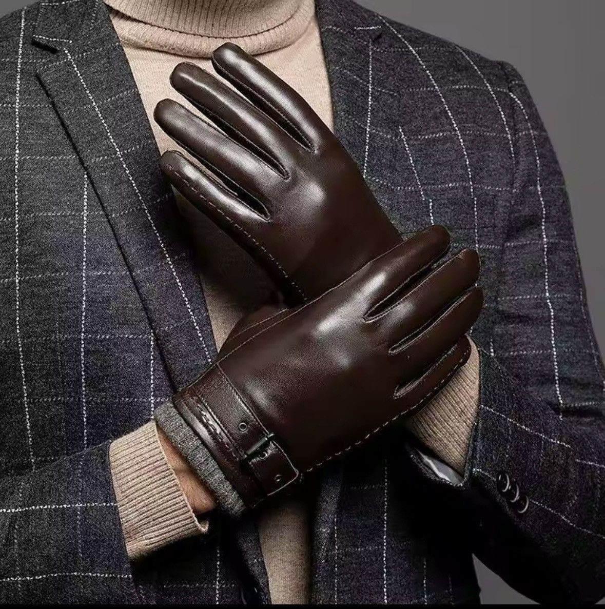 Designer Genuine leather gloves fashoin style Size ONE SIZE - 2 Thumbnail