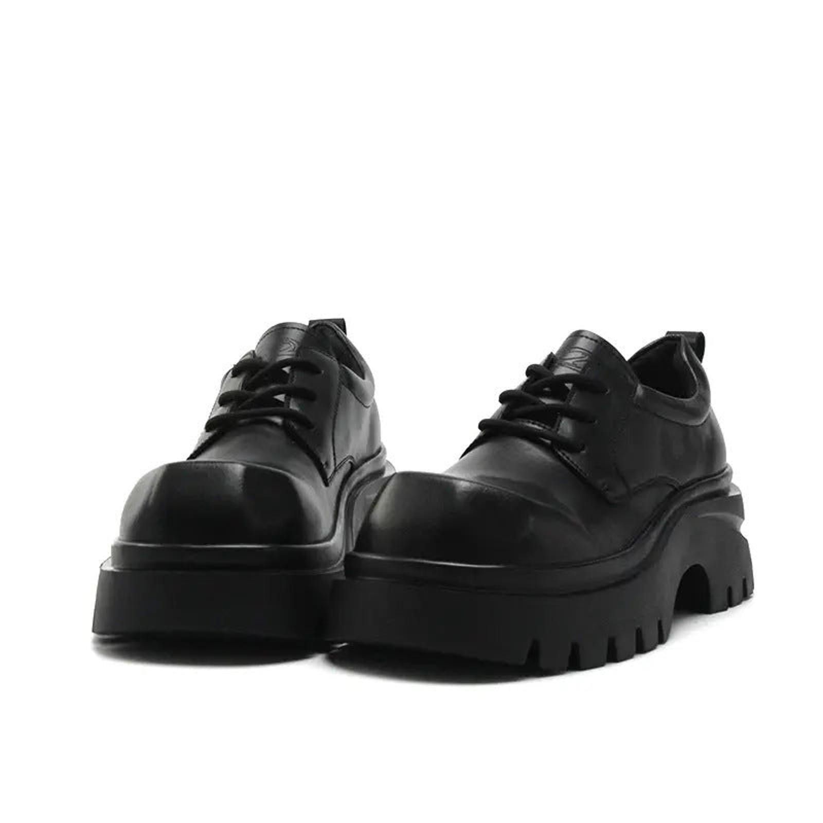 Japanese Brand Black Chunky Platform Oxford Shoes, Lace-Up Dress Shoes Size US 9 / EU 42 - 2 Thumbnail