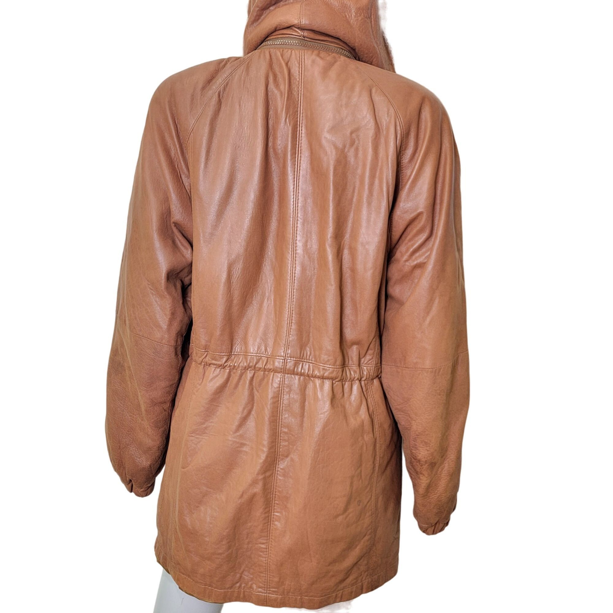 Vintage Vintage 80s Damselle Leather Jacket Women XS Fur Trim Hood P Grailed