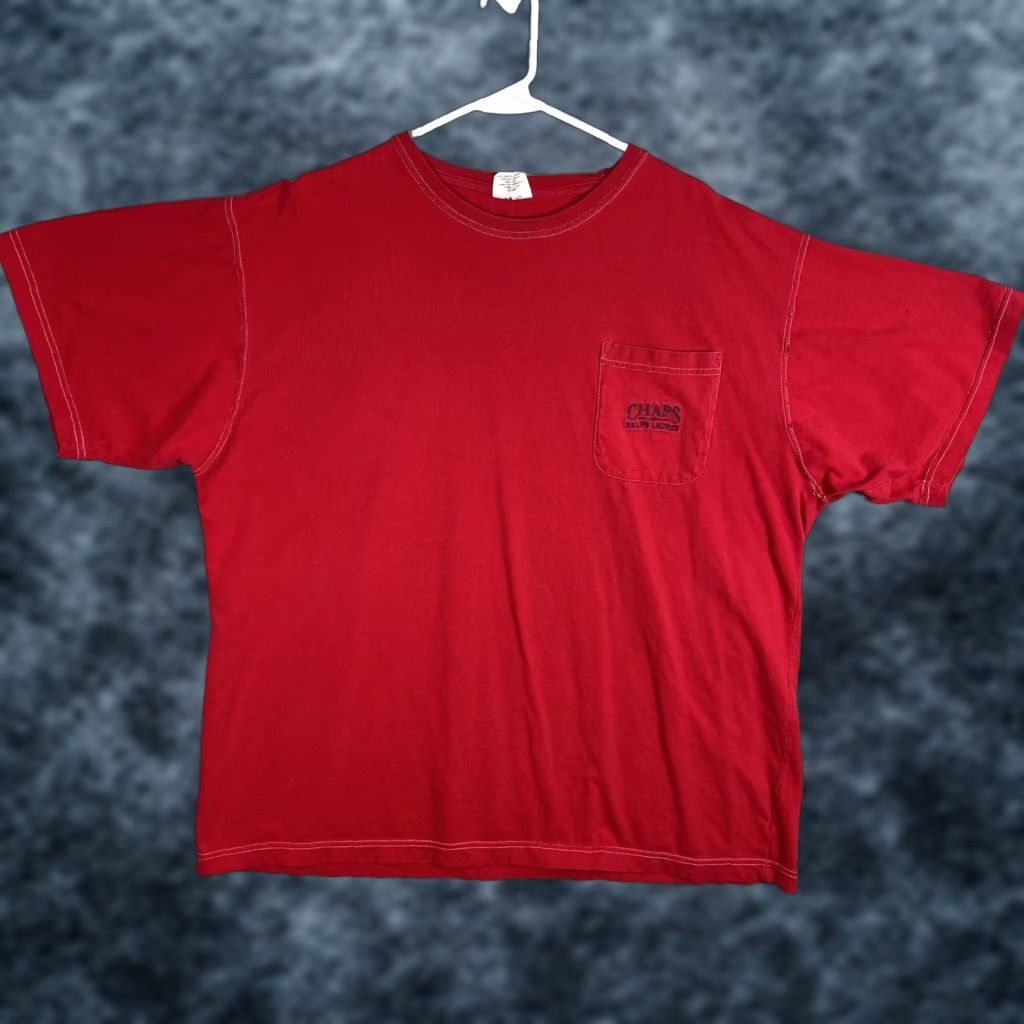 Ralph Lauren VINTAGE Chaps Ralph Lauren Pocket Tee Shirt Adult 2XL Red Mens 1990s Sportswear/Beach Size US XXL / EU 58 / 5 - 1 Thumbnail
