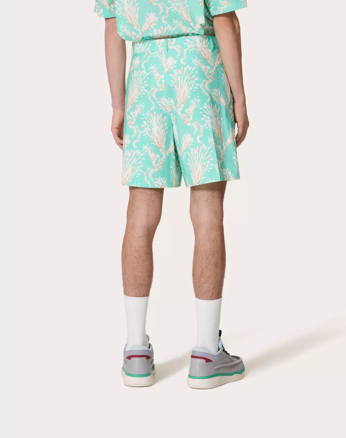 Valentino oc11z0725 Cotton Poplin Bermuda Shorts in Beige/Turquoise Size US 30 / EU 46 - 6 Thumbnail