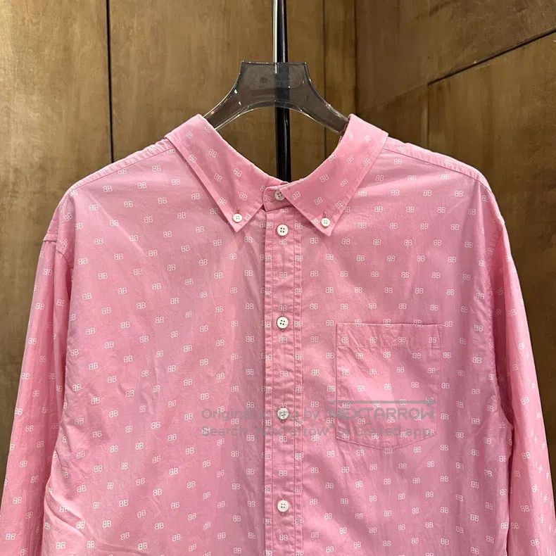 Balenciaga Balenciaga Pink Double B Full Print Long Sleeve Shirt Size XXS / US 00 / IT 34 - 2 Thumbnail