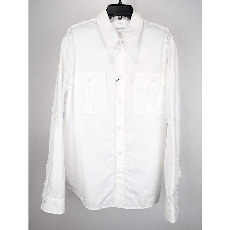 Bottega Veneta o1rshd1 Compact Cotton Poplin Shirt in White Size US L / EU 52-54 / 3 - 2 Thumbnail