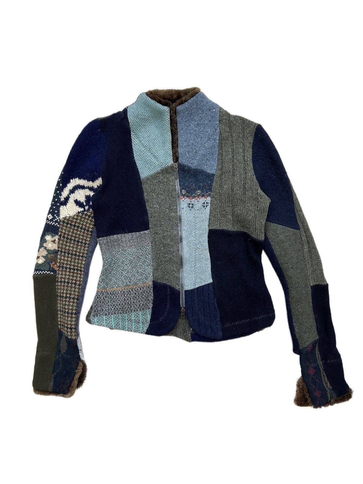 Vintage Vintage multi patch Knit Multicolour zip up sweater jack Size US XS / EU 42 / 0 - 1 Thumbnail