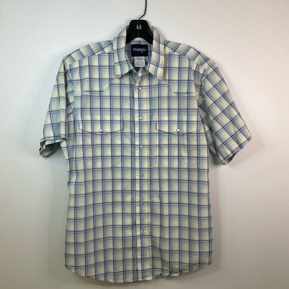 Wrangler WRANGLER Short Sleeve M Western Yoke Shirt Blue Yello Size US M / EU 48-50 / 2 - 1 Thumbnail