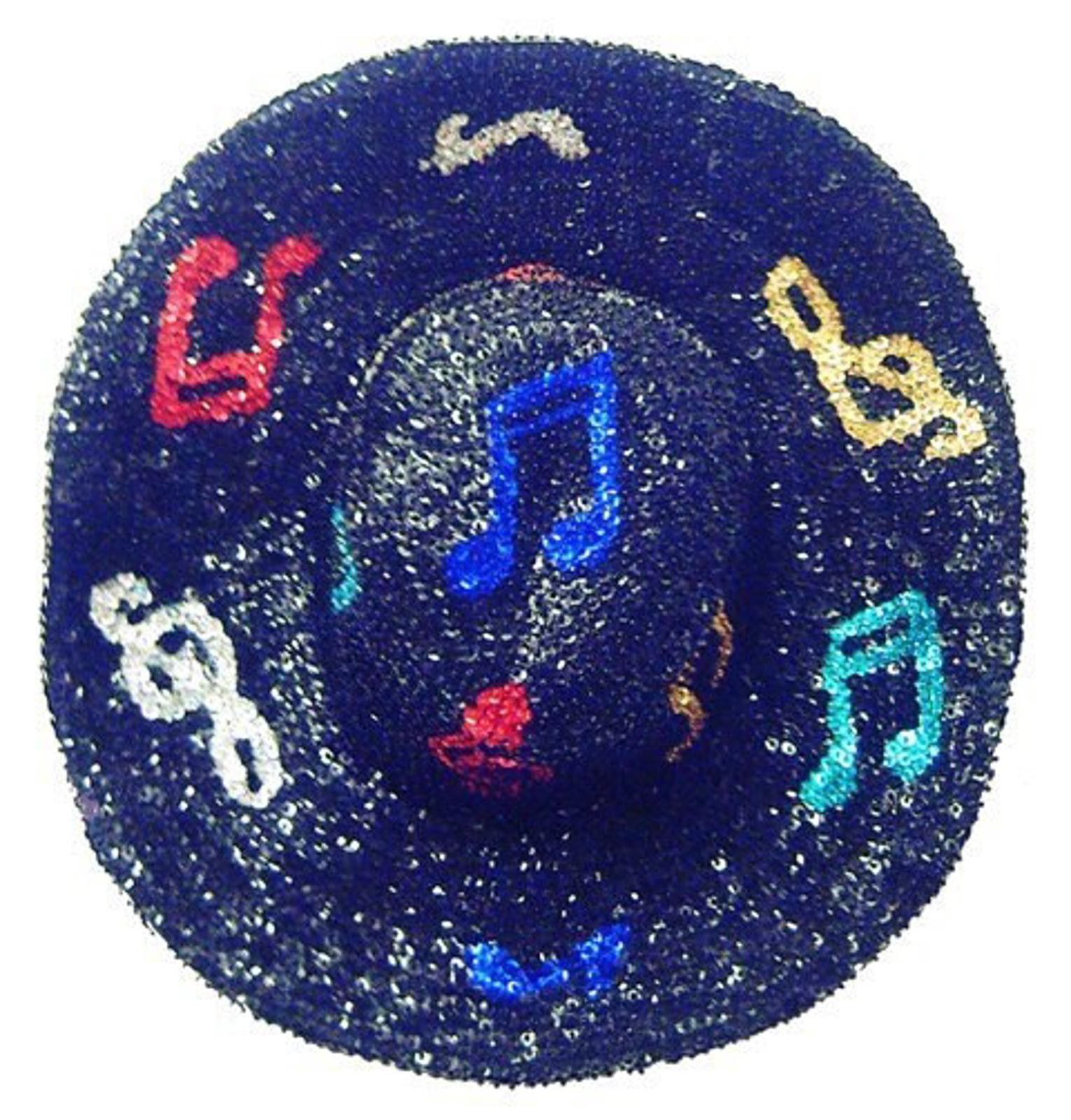 Designer Sequin Cowboy/Cowgirl Hat BLACK w/COLOR MUSIC Notes Size ONE SIZE - 1 Preview