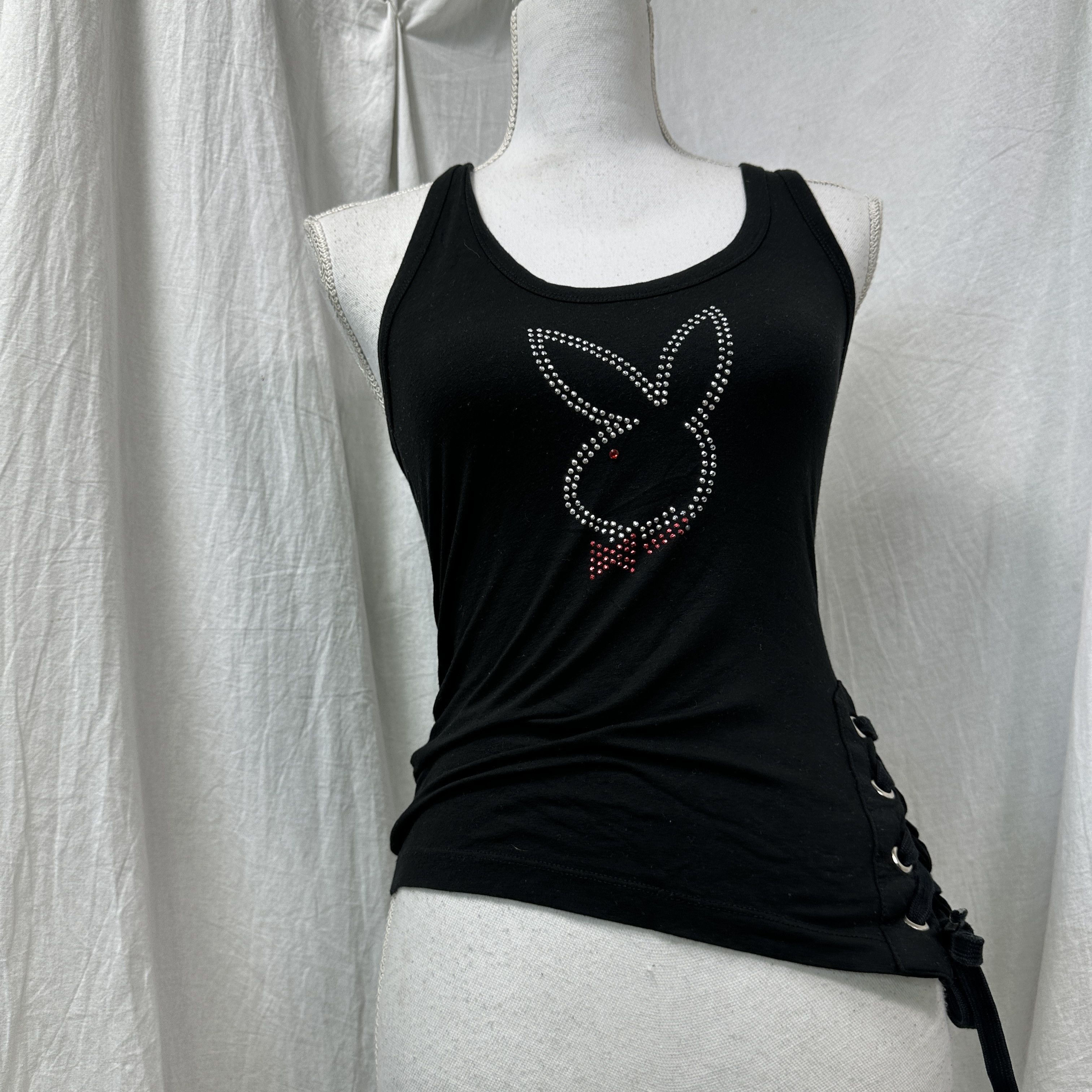 Playboy Vintage Avant Garde Rhinestones Tied Playboy Top Y2K Size S / US 4 / IT 40 - 5 Thumbnail