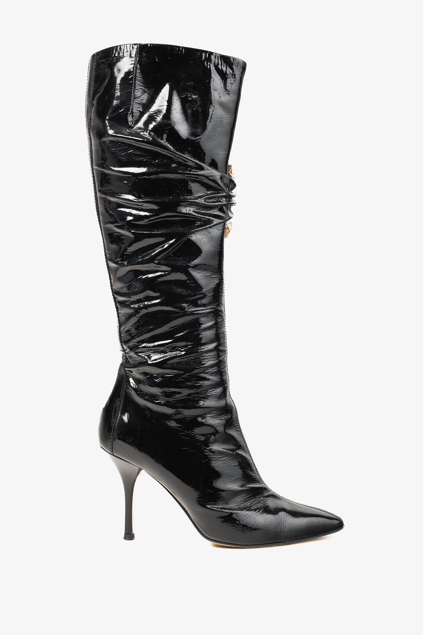 Roberto Cavalli Roberto Cavalli Patent Leather Snake-Heads Stiletto Boot Size US 9.5 / IT 39.5 - 1 Thumbnail