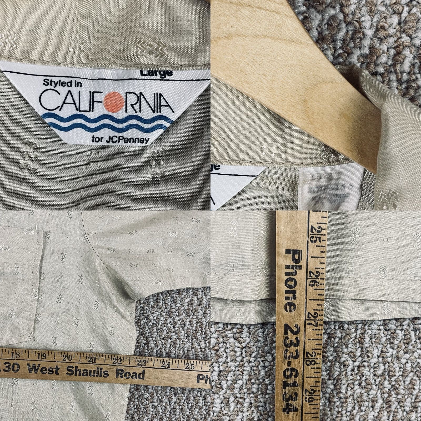 Vintage VINTAGE TownCraft Shirt Mens Large Dagger Embroidery Geometric Hippie 60s 70s Penneys AA17 Beige Brown Button-Up Size US L / EU 52-54 / 3 - 8 Thumbnail