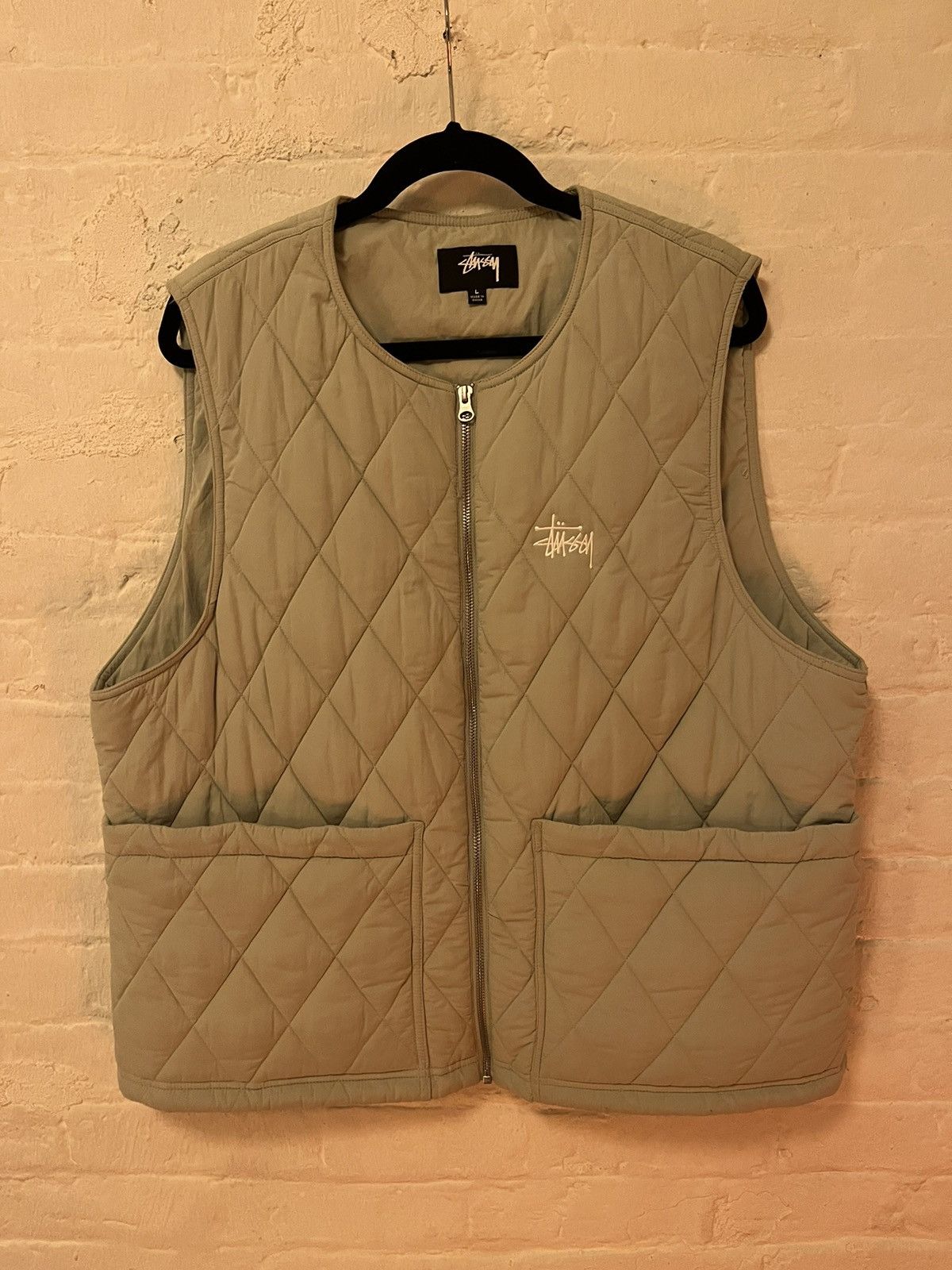 image of Stussy Diamond Stitch Vest in Green, Men's (Size Large)