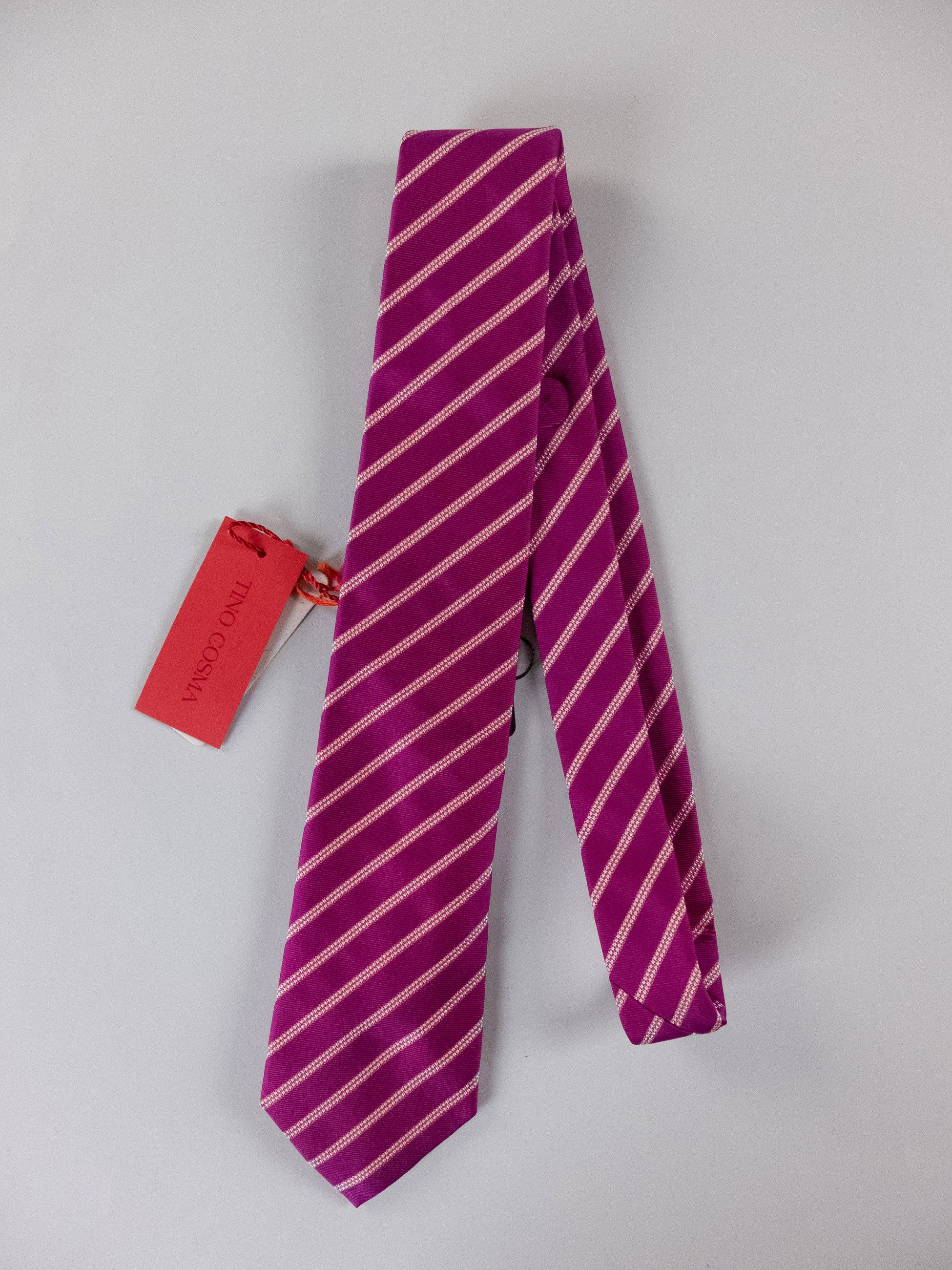 TINO COSMA pink striped silk tie authentic NWT Made in Italy