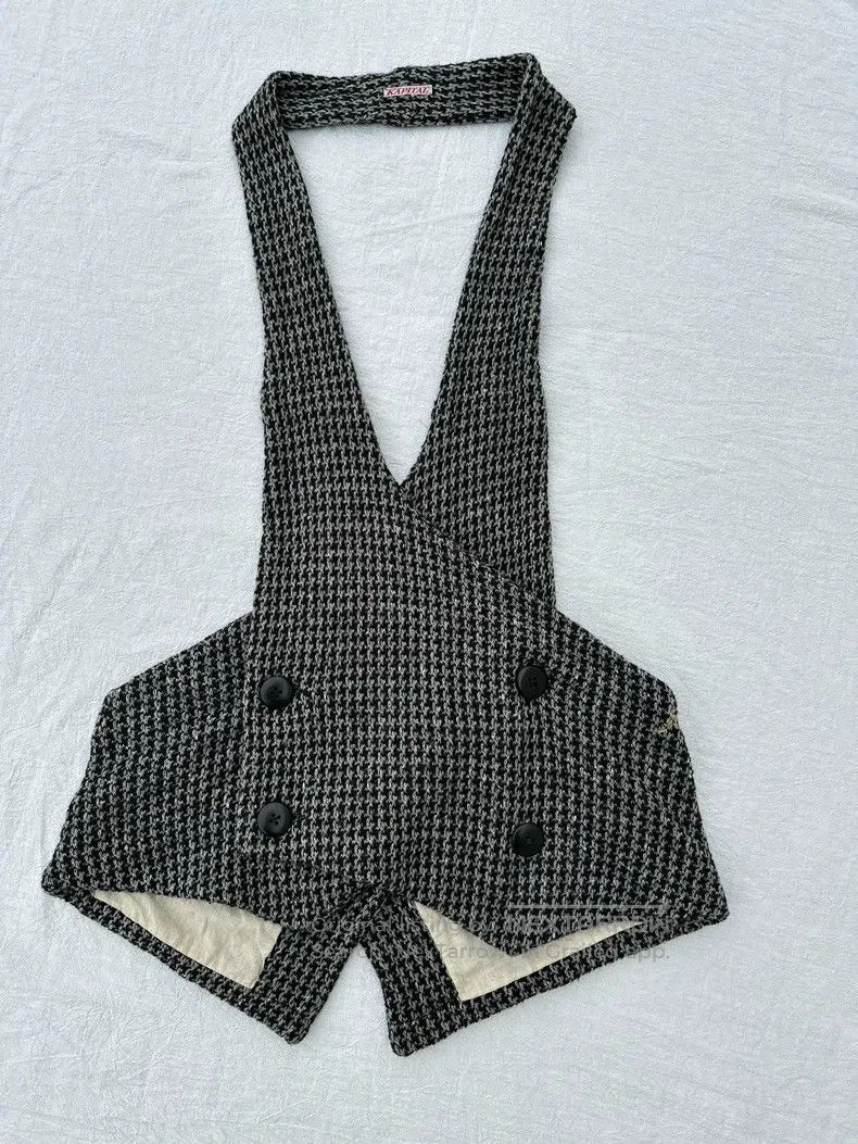 Kapital Kapital Dark gray check, colored dots, wool knitted vest Size XS / US 0-2 / IT 36-38 - 2 Thumbnail