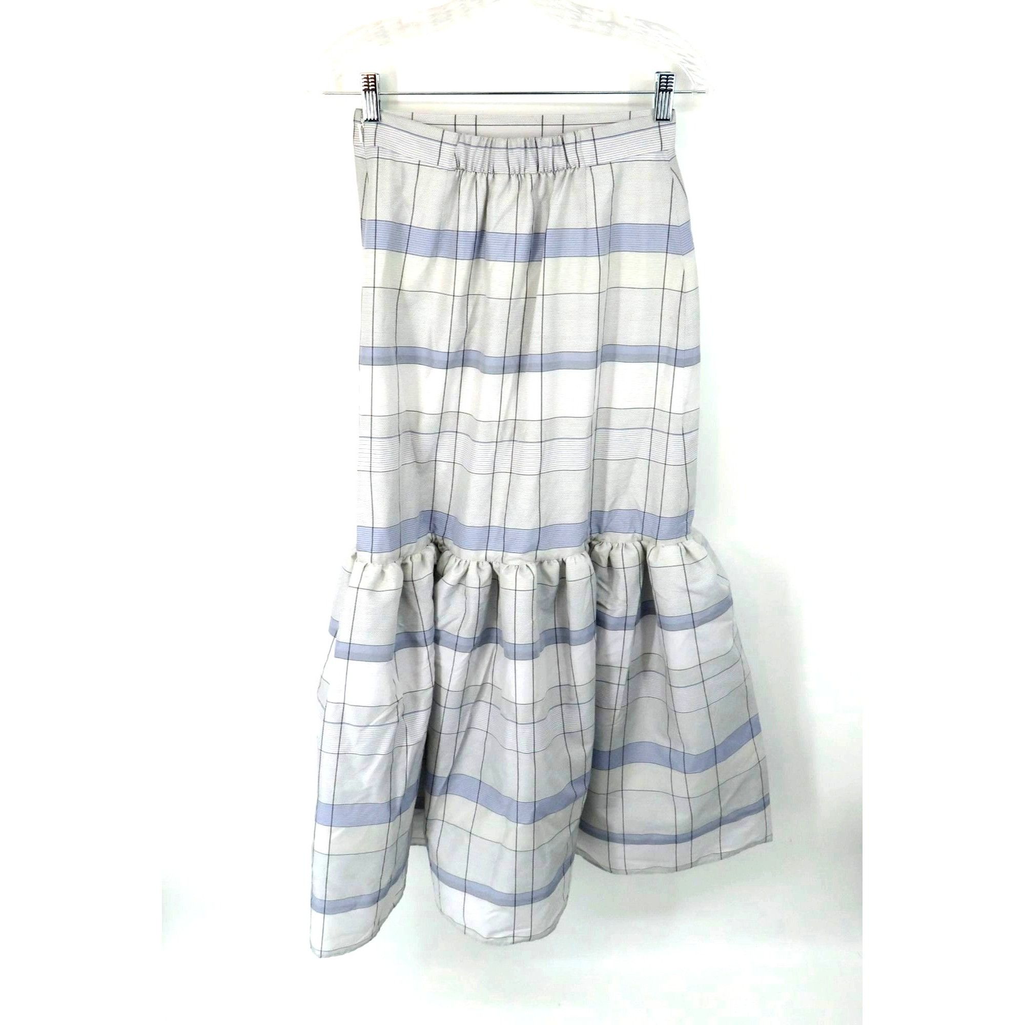 Club Monaco Club Monaco Plaid Maxi Skirt Blue Mix Size 2 Elastic Waist N Size 26" / US 2 / IT 38 - 2 Thumbnail