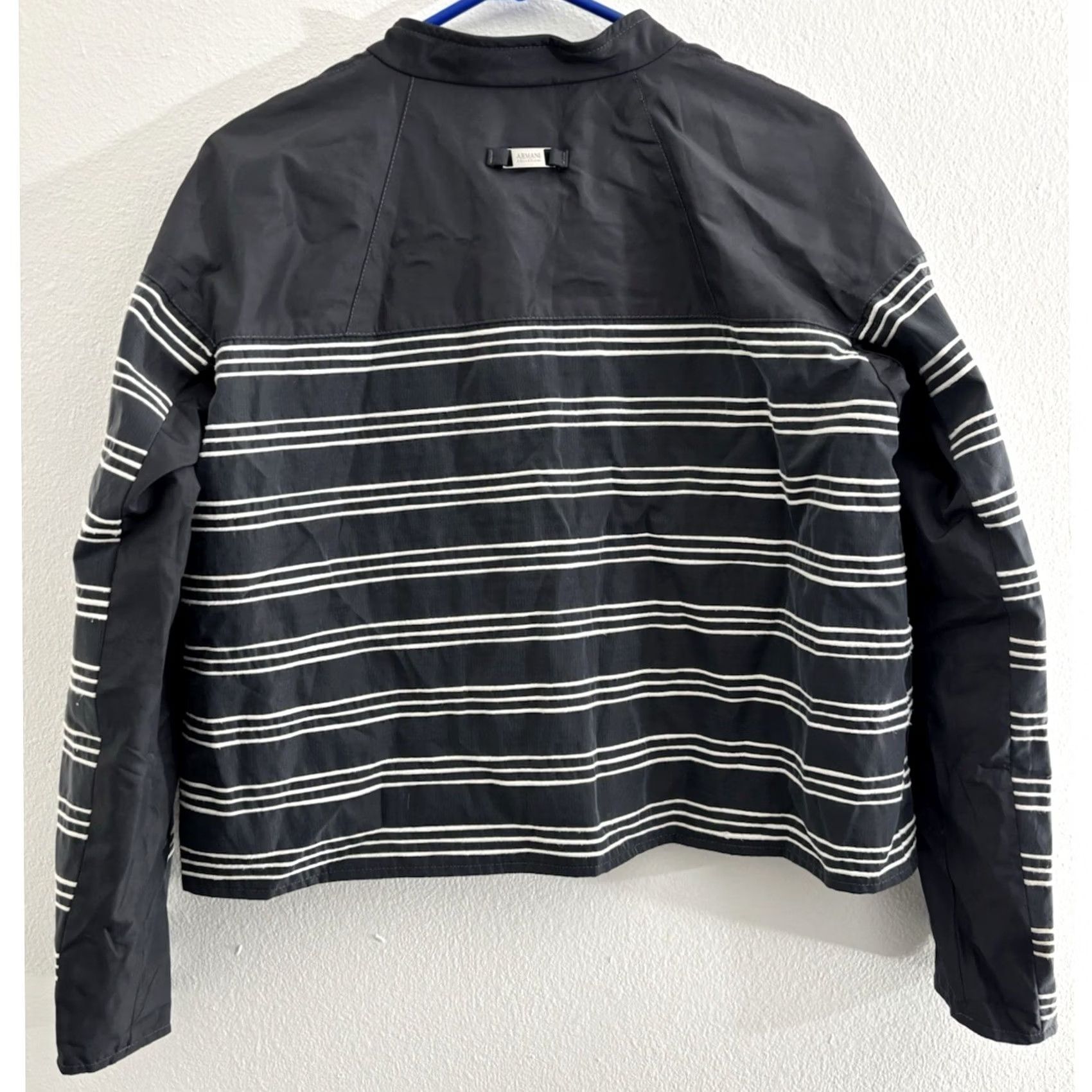 Armani Armani Collezioni Blazer Black Striped Long Sleeve Regular Size 10 Womens Size L / US 10 / IT 46 - 2 Thumbnail