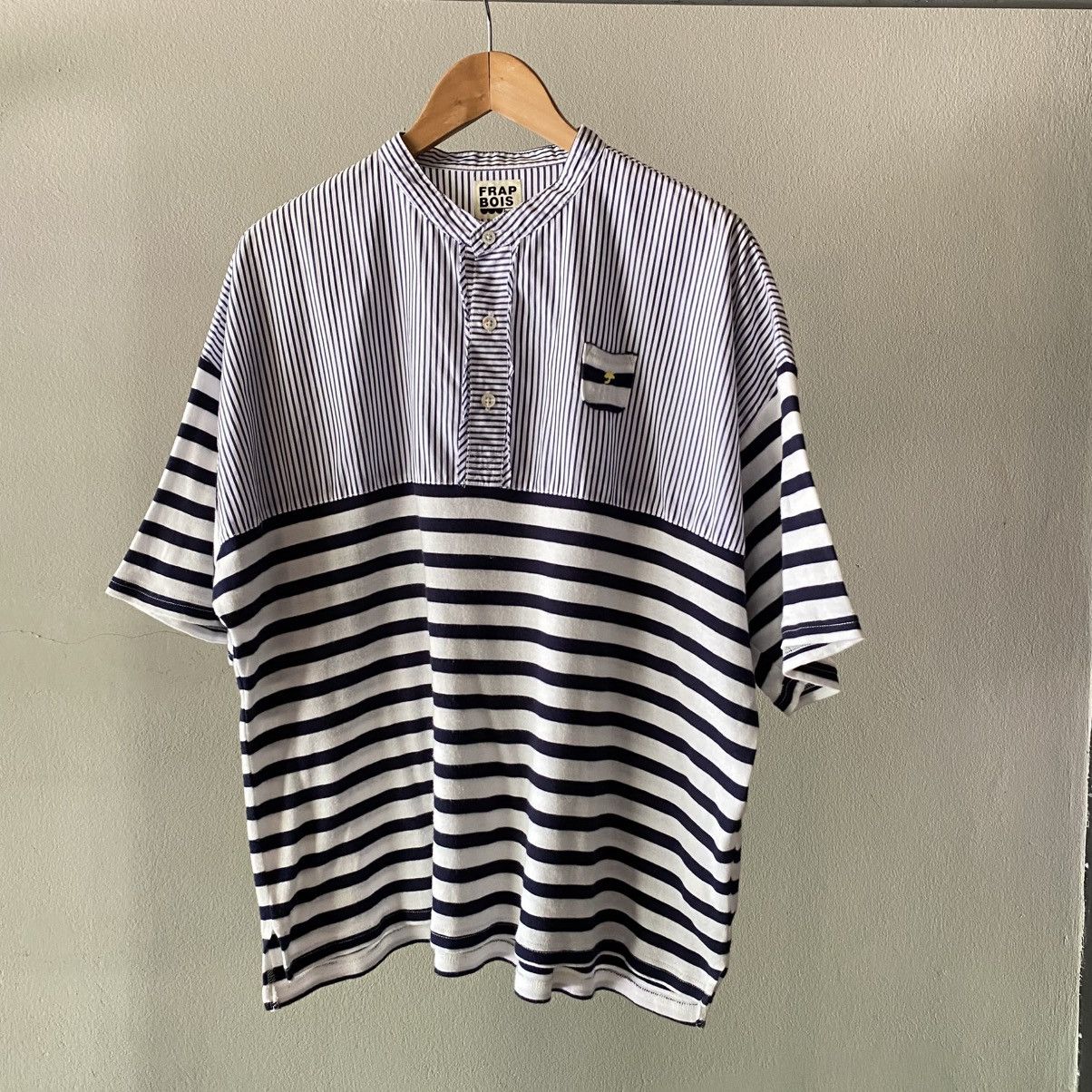 Frapbois FRAPBOIS Striped Mix Band Collar Shirt Size XL / US 12-14 / IT 48-50 - 1 Thumbnail