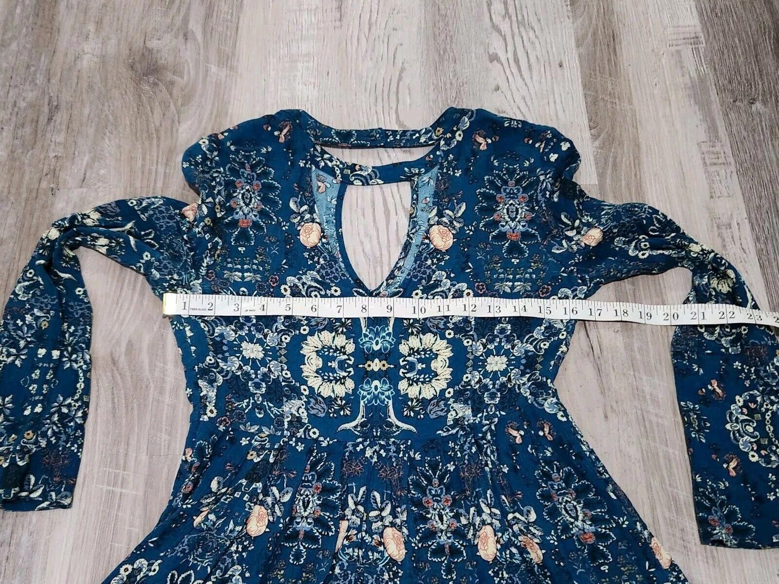 Designer Altar'd State Dress Small Blue High Neck Bell Sleeves Boho Size S / US 4 / IT 40 - 4 Thumbnail