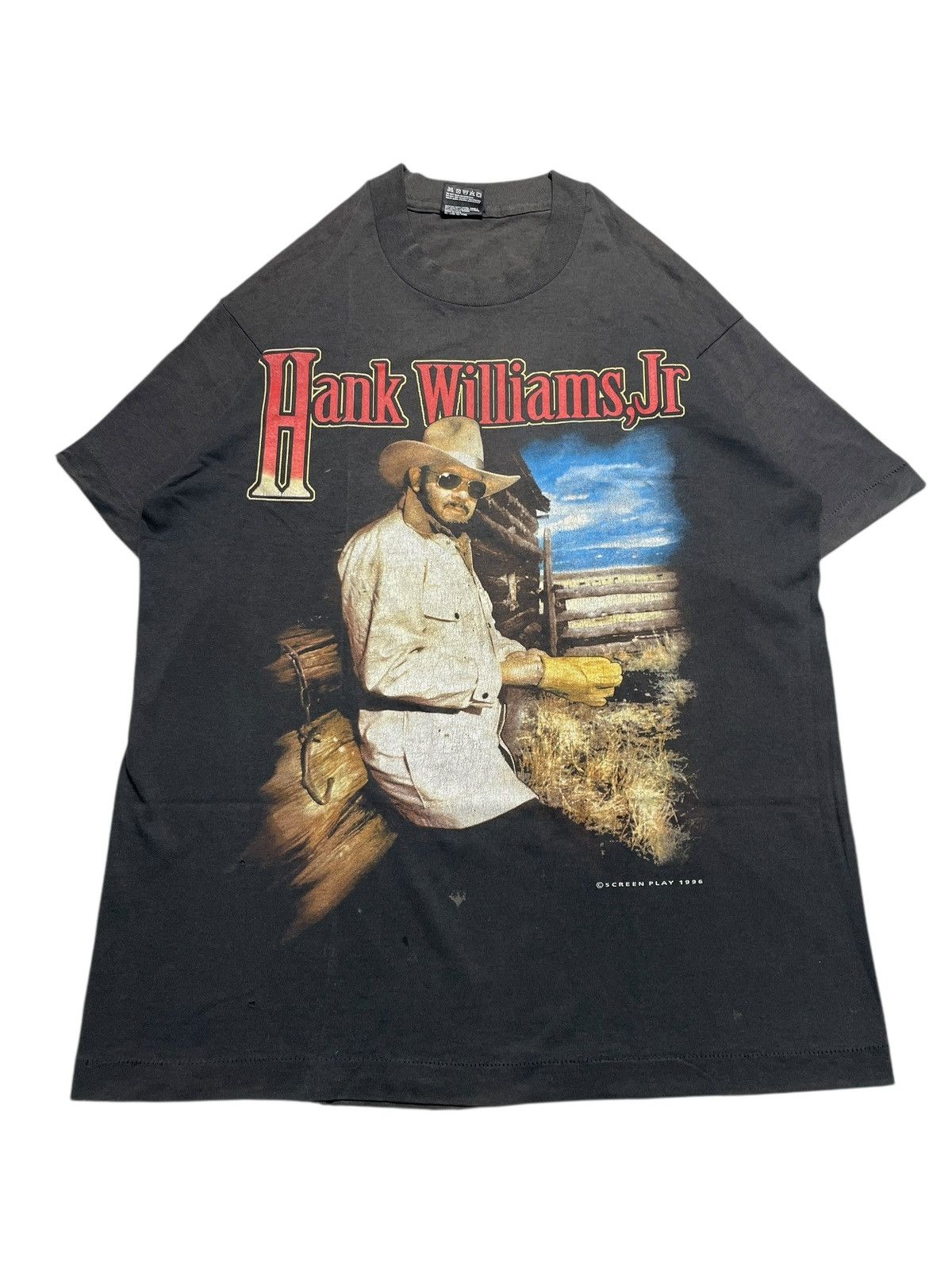 Band Tees 1996’s Hank Williams,Jr - Sunfaded Tee Size US L / EU 52-54 / 3 - 3 Thumbnail