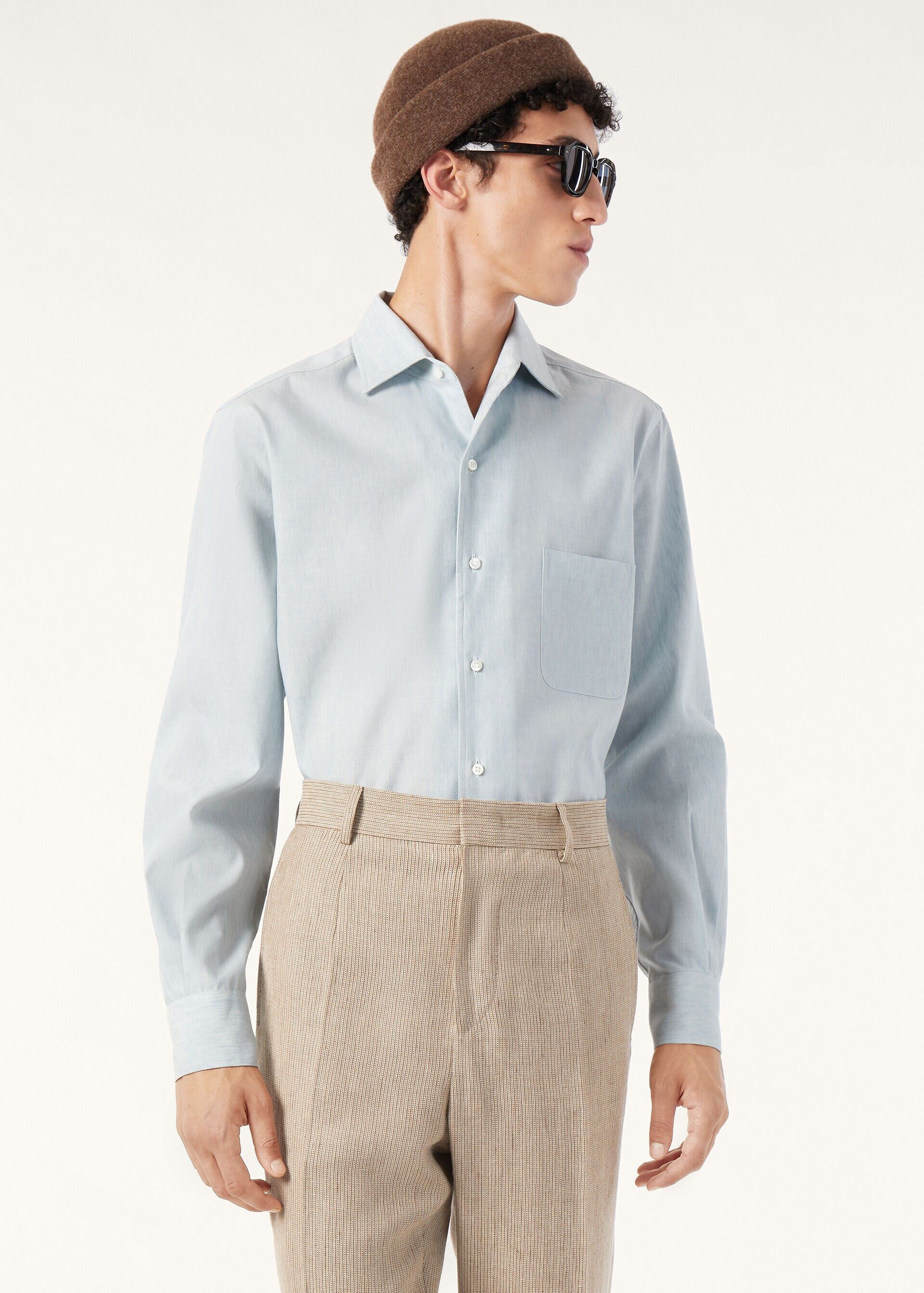Loro Piana os11x0326 FAQ9777 André Shirt in Salt Bleached Blue Size US M / EU 48-50 / 2 - 4 Thumbnail