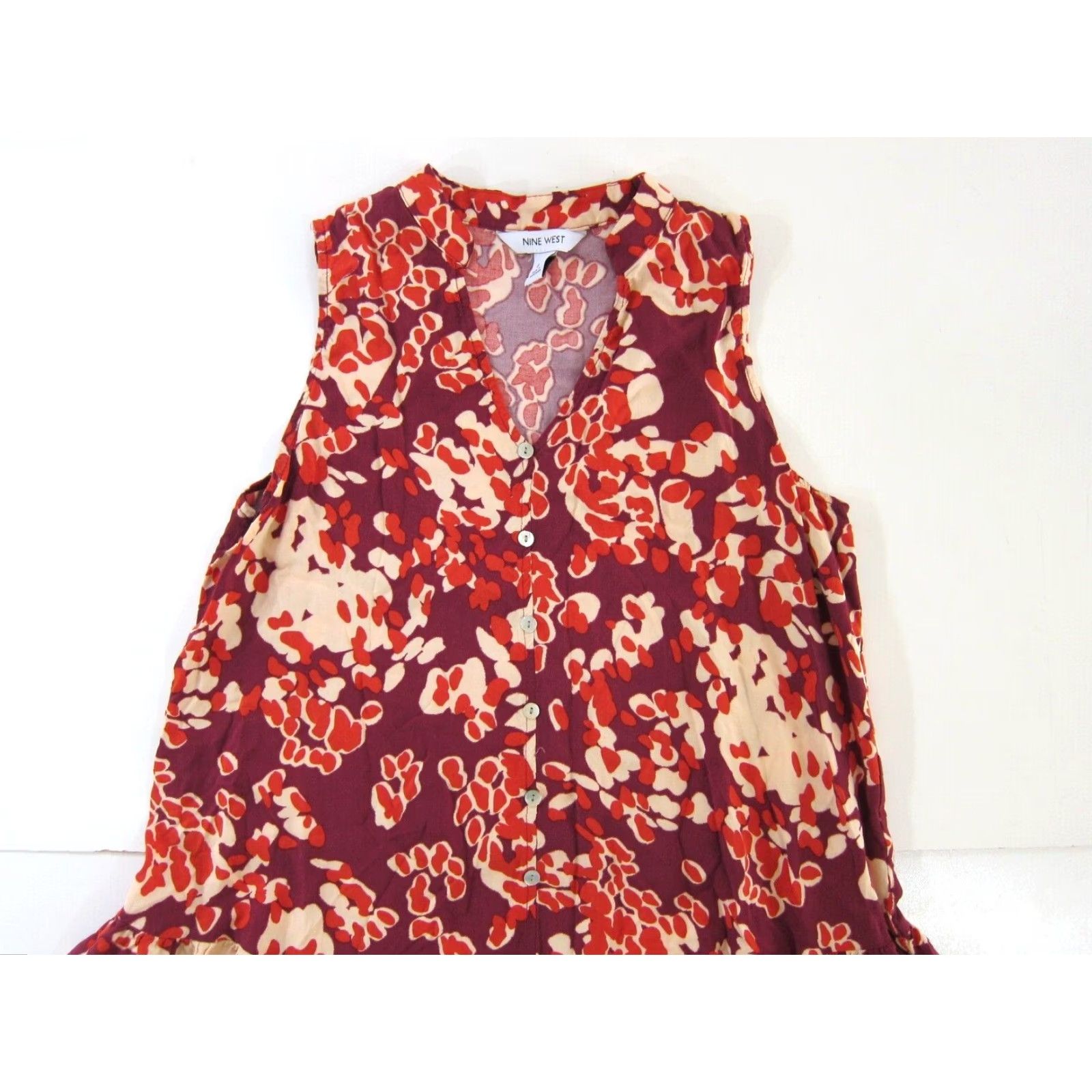 Nine West Nine West Pink Red Abstract High Neck Sleeveless Tunic Dress Small Size S / US 4 / IT 40 - 4 Thumbnail
