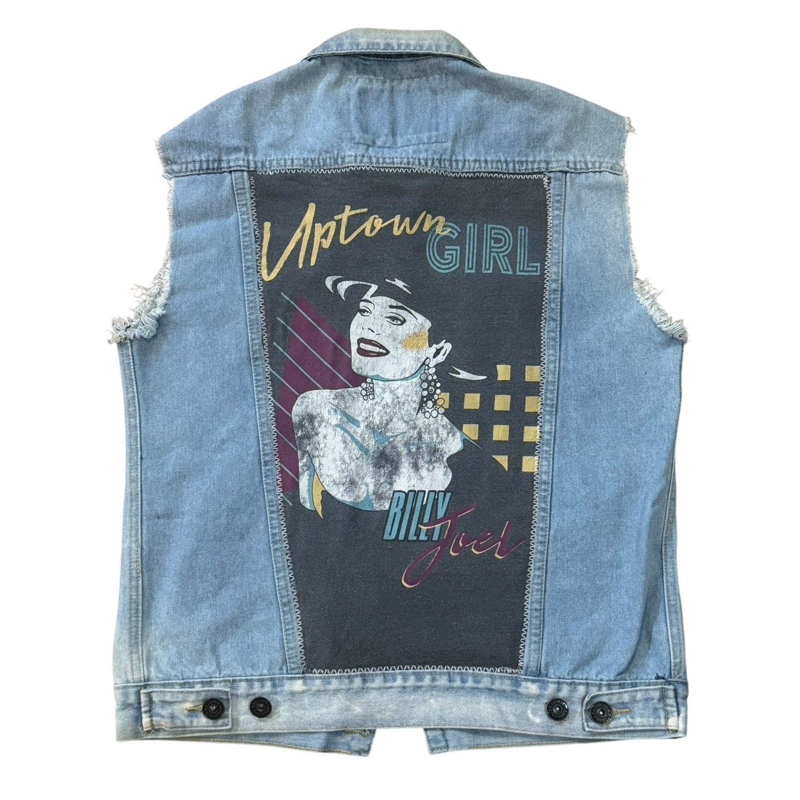 Other BILLY JOEL Uptown Girl Vintage Retro Denim Vest 70s 80s Sz M Size M / US 6-8 / IT 42-44 - 6 Thumbnail