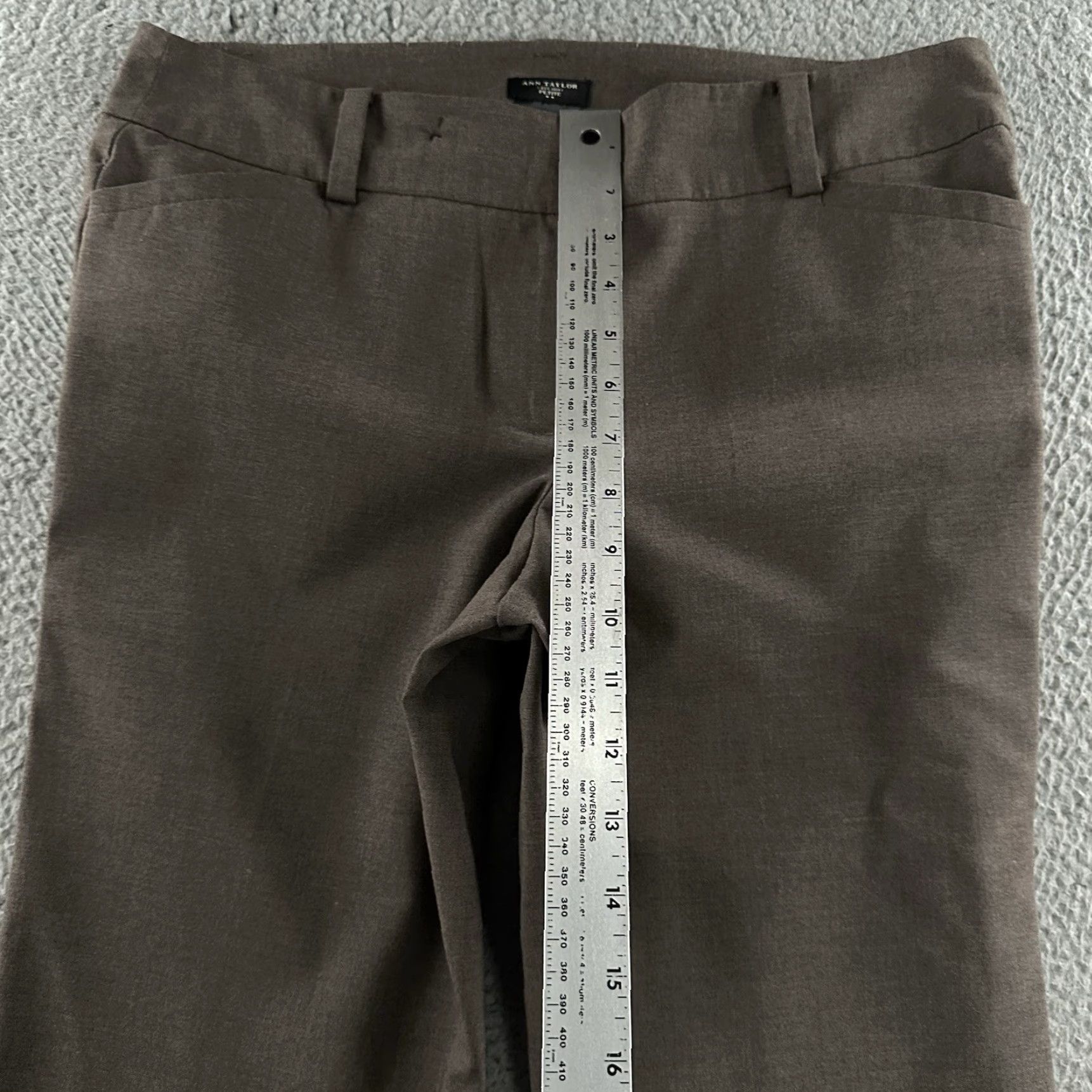 Ann Taylor Ann Taylor Womens Pants Brown 8P Petites Flared Career Work Polyester Blend Size 24" / US 00 / IT 34 - 6 Thumbnail