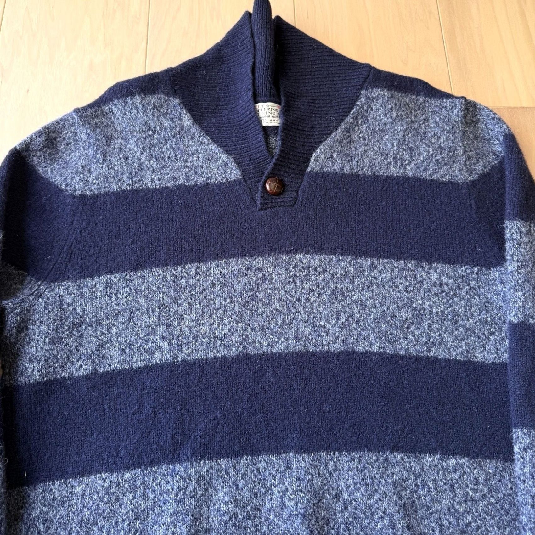 Vintage VINTAGE Shipley & Halmos Sweater XL Blue Striped Wool Pullover Shawl Collar Outerwear Size US XL / EU 56 / 4 - 3 Thumbnail