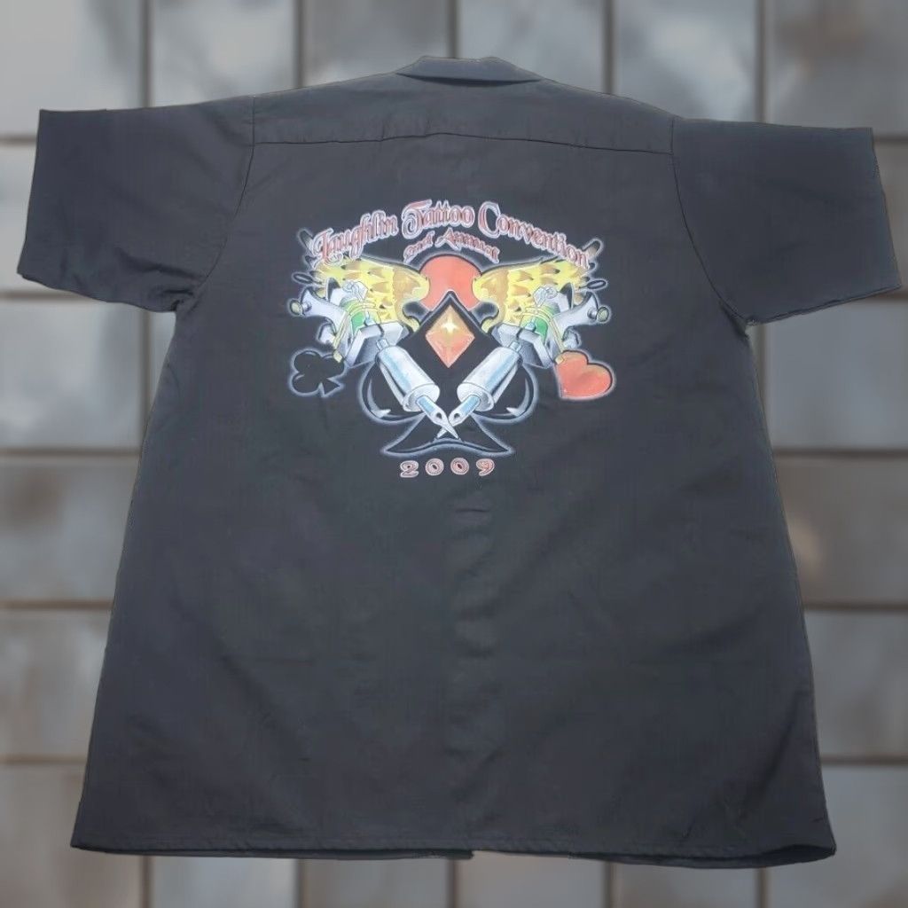 Vintage VINTAGE Laughlin Tattoo Convention Shirt Mens L 2009 Button-Up New Old Stock Black Cotton ACH Apparel Short Sleeve Size US L / EU 52-54 / 3 - 1 Thumbnail