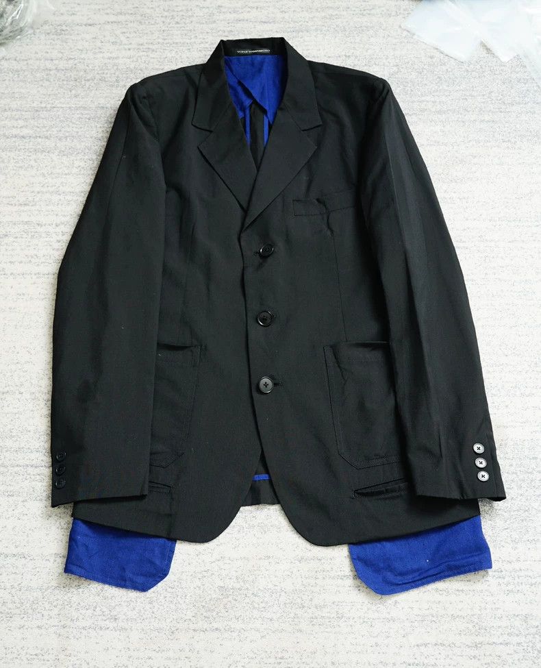Yohji Yamamoto Yohji Yamamoto Black Blazer with Blue Details Size US M / EU 48-50 / 2 - 1 Thumbnail