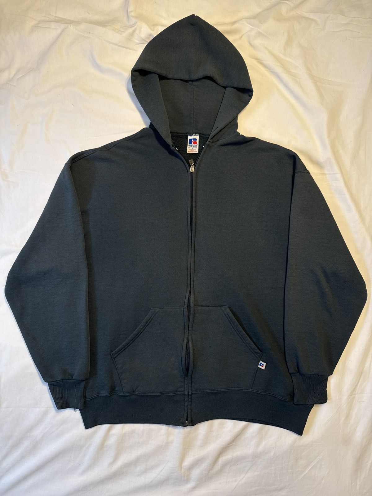Vintage 90s Russell Athletic Green Zip Hoodie