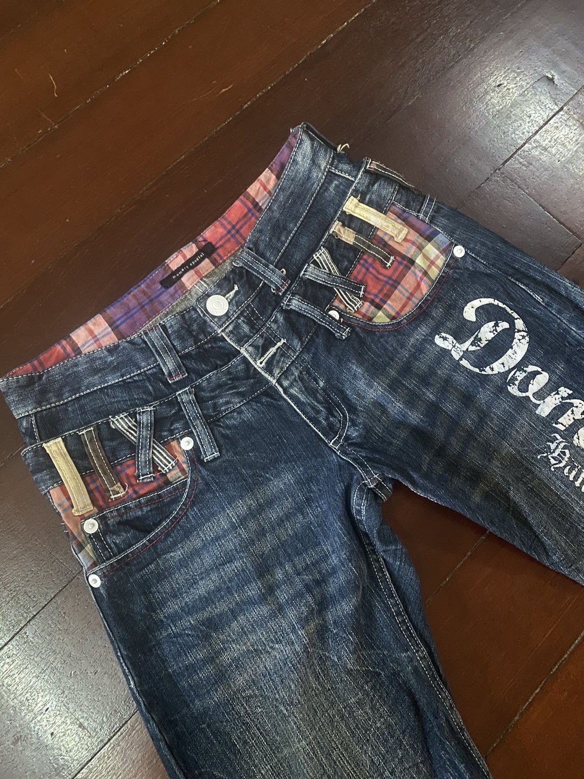 Japanese Brand FIRE DOMINATE HANDCRAFT DOUBLE WAIST FLARE JEANS HONEY COMB Size US 33 - 7 Thumbnail