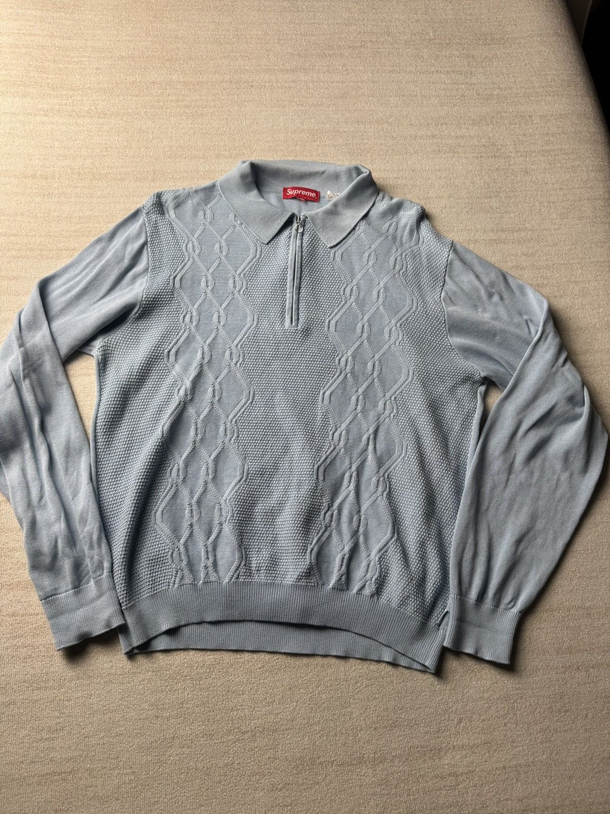 Supreme Supreme Stars Zip Up Sweater Polo in Blue | Grailed